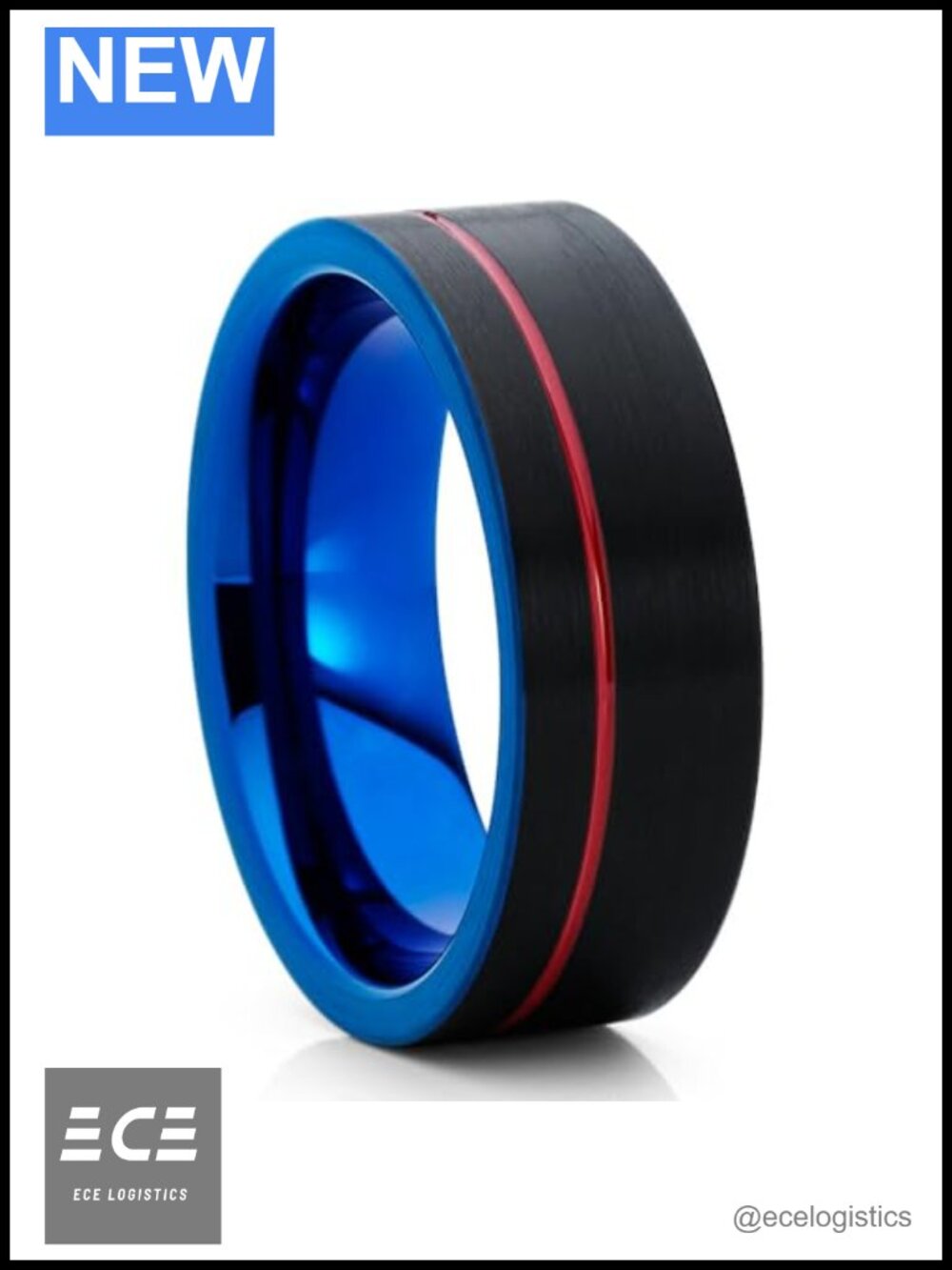 Tungsten Carbide Ring Black IP Plating Comfort Fit Wedding Band